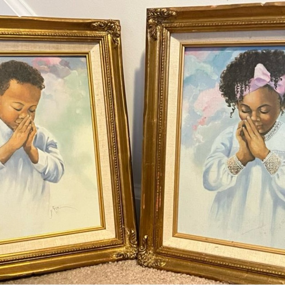 Gold Framed Praying Children Art Prints
